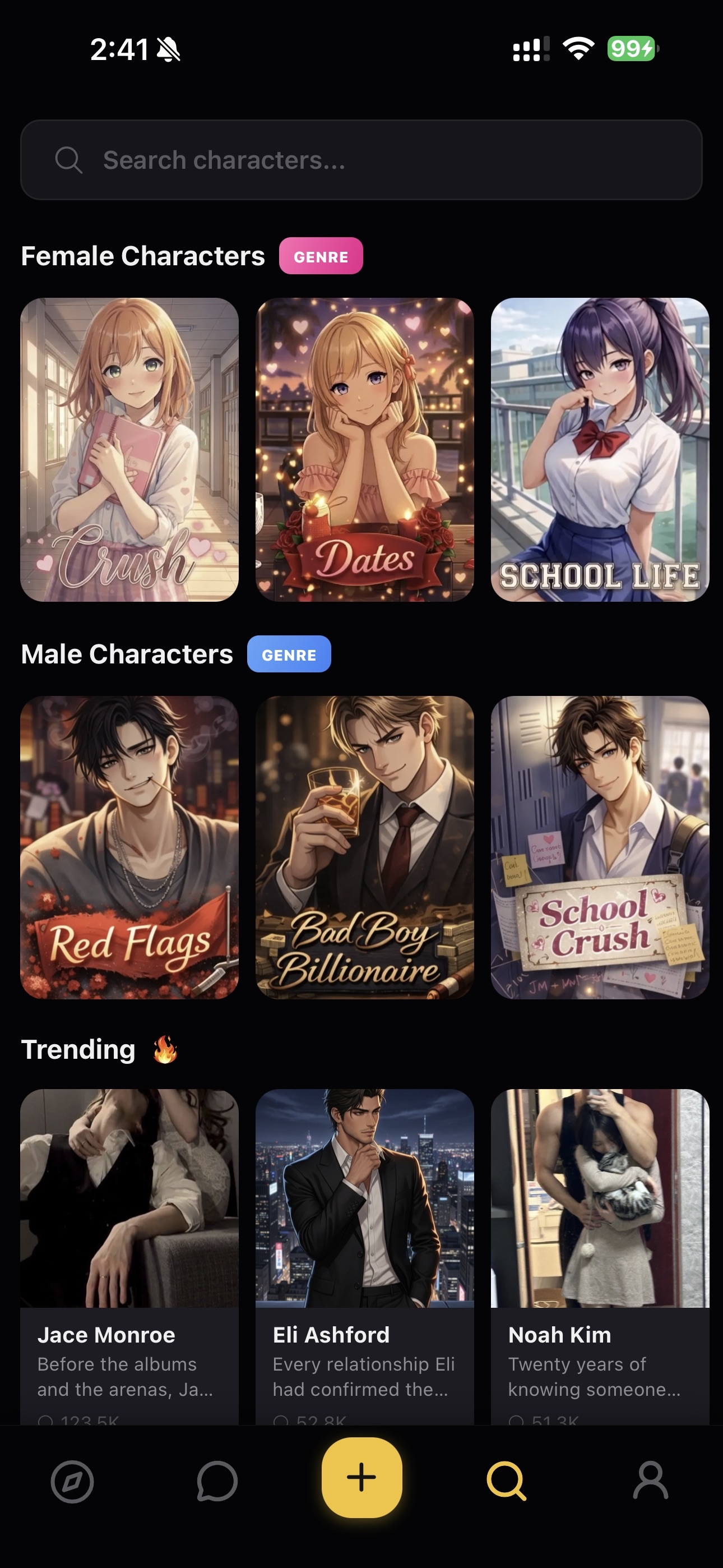 Browse characters by genre