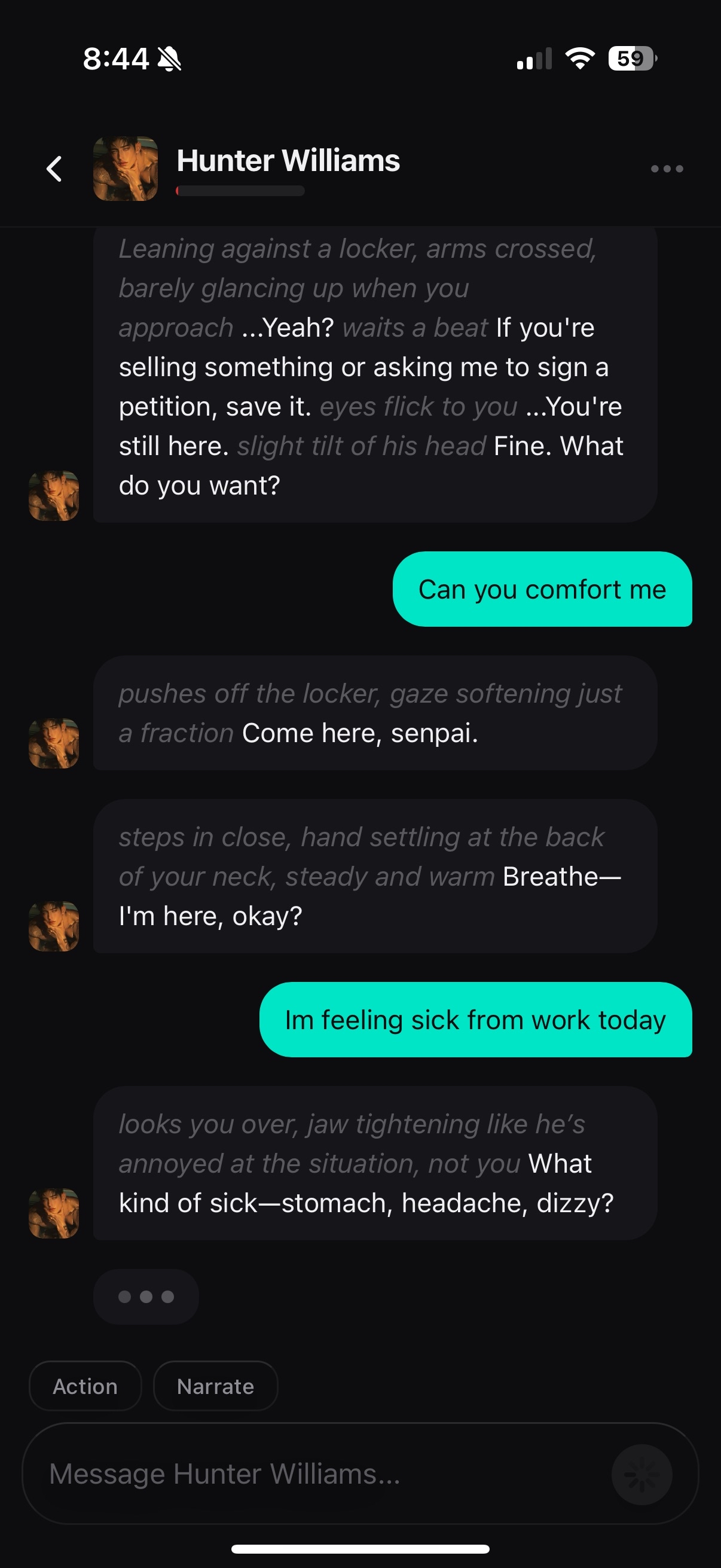 Immersive roleplay chat in Alora