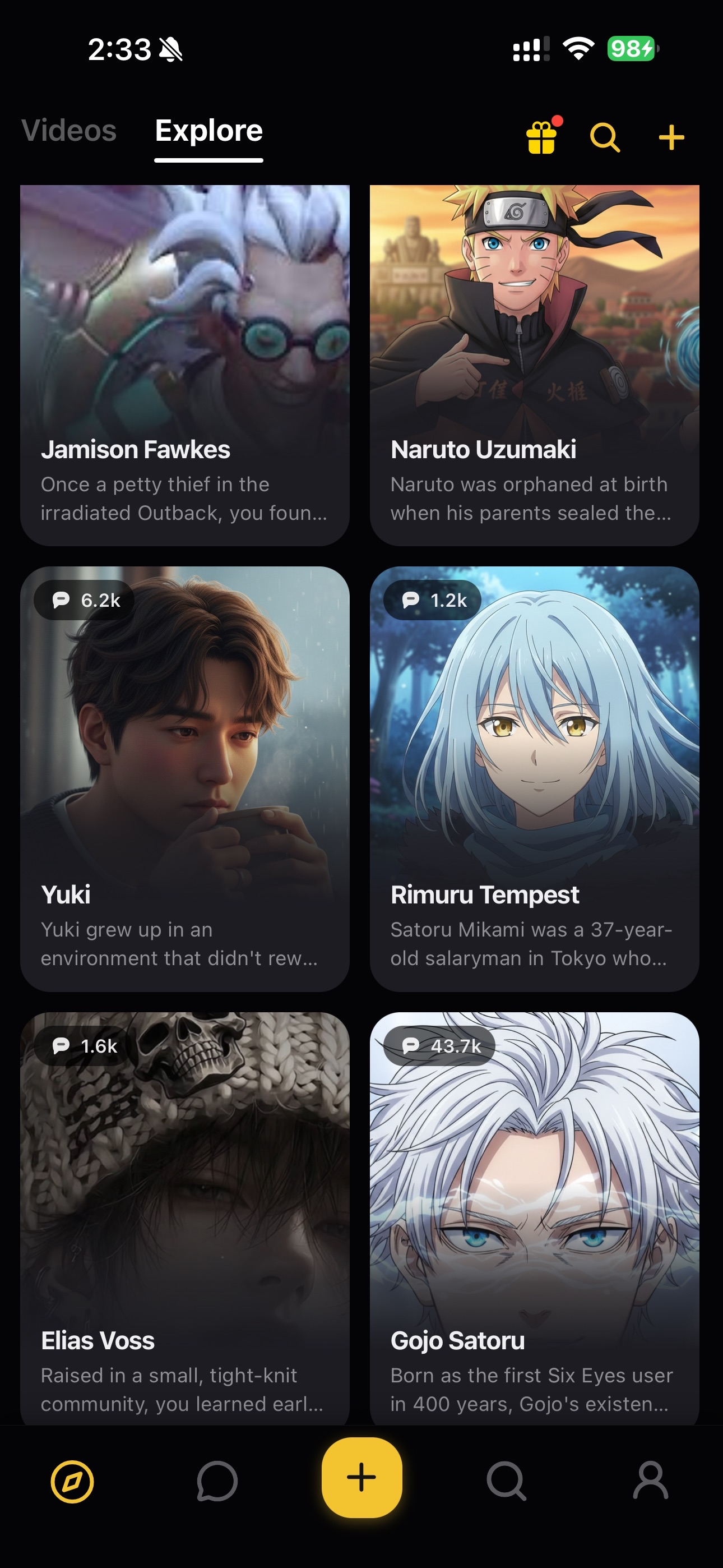 Browsing the Alora character library